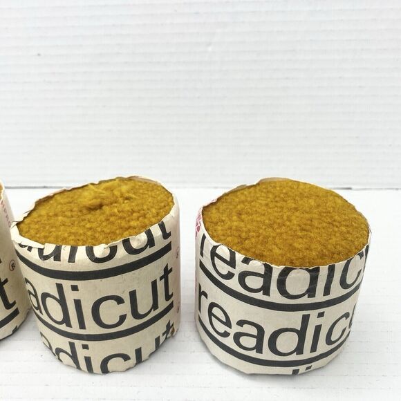Vtg Lot of 3 Readicut Wool Nylon Pre-Cut Latch Hook Rug Yarn Dark Gold Yellow - Picture 3 of 5